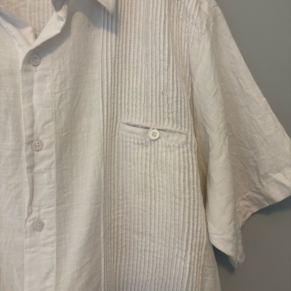Mr. Buho White Linen Blend Short Sleeve Shirt XL Made in Mexico - Picture 3 of 9